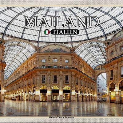 Cartel de chapa viaje Milán Galleria Vittorio Emanuele 30x20cm