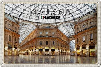 Plaque en tôle voyage Milan Galleria Vittorio Emanuele 30x20cm 1