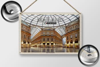Plaque en tôle voyage Milan Galleria Vittorio Emanuele 30x20cm 2