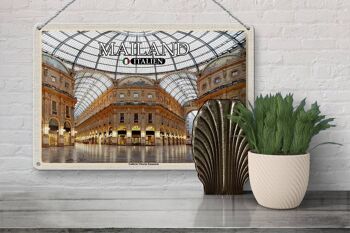 Plaque en tôle voyage Milan Galleria Vittorio Emanuele 30x20cm 3