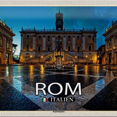 Cartel de chapa de viaje Roma Italia Capitol Square arquitectura 30x20cm