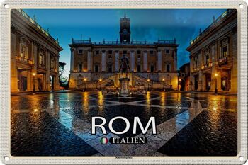 Signe en étain voyage Rome italie, Architecture carrée du capitole, 30x20cm 1