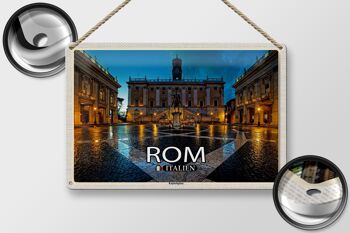 Signe en étain voyage Rome italie, Architecture carrée du capitole, 30x20cm 2