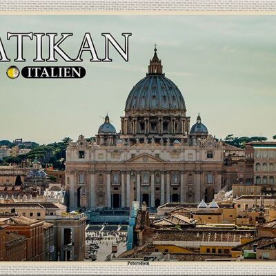 Targa in metallo da viaggio Vaticano Italia Basilica di San Pietro Papa 30x20 cm