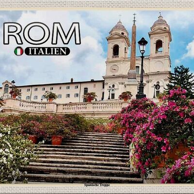 Signe en étain voyage Rome italie marches espagnoles église 30x20cm