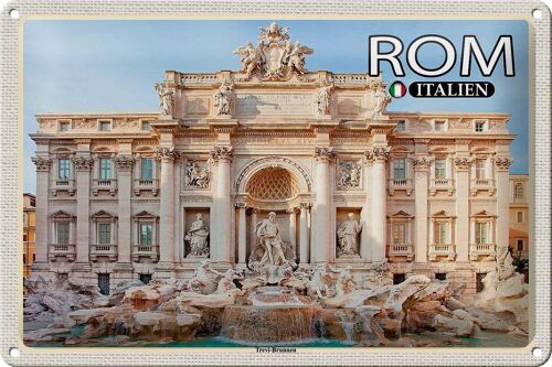 Blechschild Reise Rom Italien Trevi Brunnen Skulptur 30x20cm