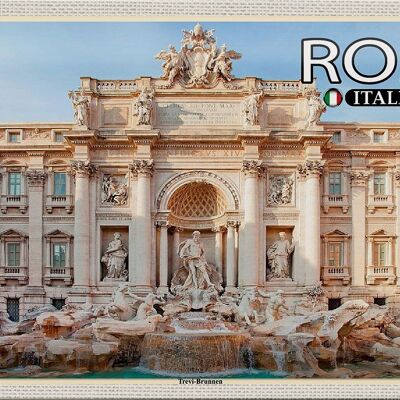 Cartel de chapa de viaje Roma Italia Escultura de la Fontana de Trevi 30x20cm