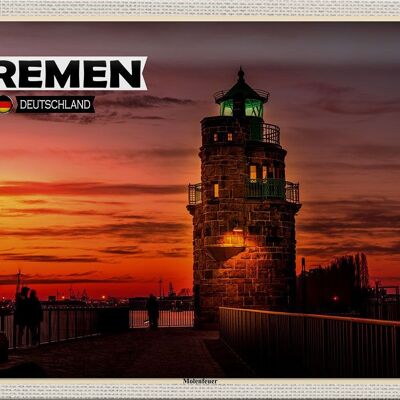 Cartel de chapa ciudades Bremen Alemania muelle fuego 30x20cm