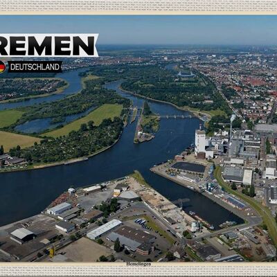 Cartel de chapa ciudades Bremen Alemania Hemelingen 30x20cm