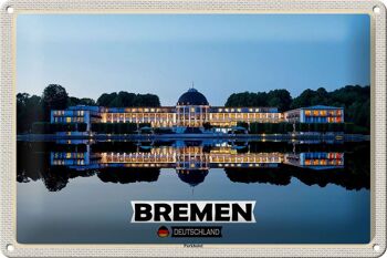 Plaque en étain villes Brême Allemagne Parkhotel 30x20cm 1