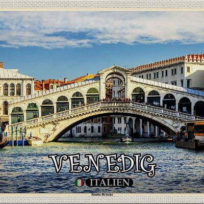 Cartel de chapa de viaje Venecia Italia Puente de Rialto 30x20cm