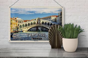 Signe en étain voyage venise italie pont du Rialto 30x20cm 3