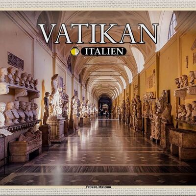 Cartel de chapa de viaje Vaticano Italia Museo Vaticano 30x20cm
