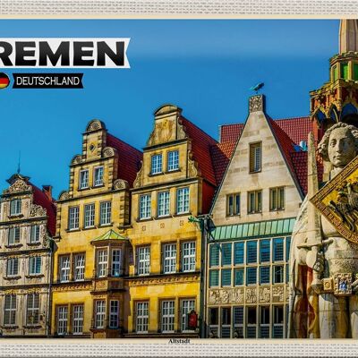 Cartel de chapa Ciudades Bremen Alemania Casco antiguo 30x20cm