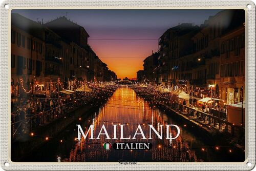 Blechschild Reise Mailand Italien Navigli-Viertel 30x20cm