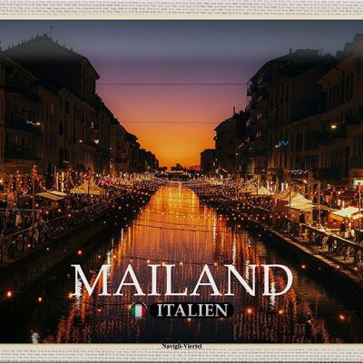 Blechschild Reise Mailand Italien Navigli-Viertel 30x20cm