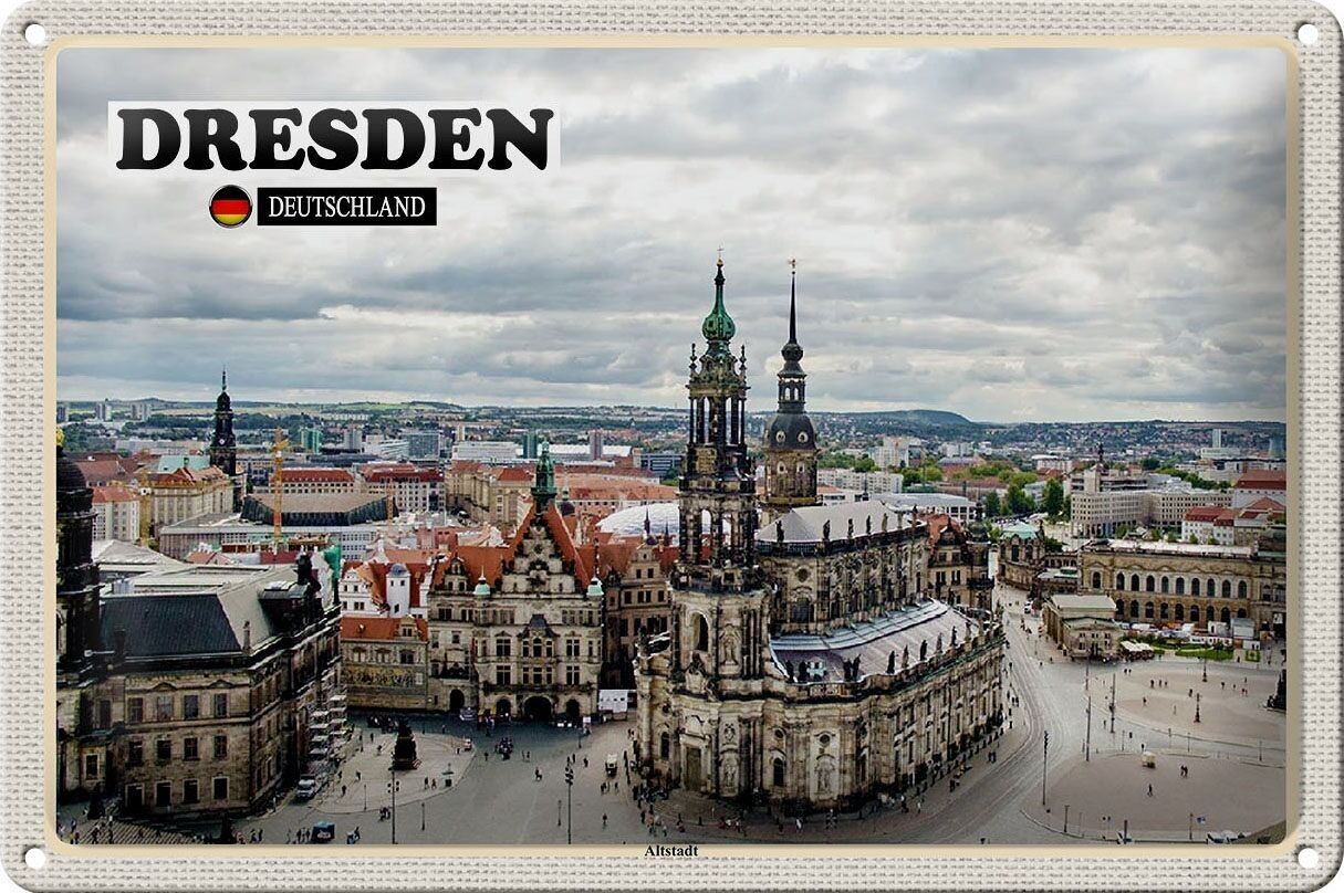 Cartel de chapa Ciudades Dresde Alemania Casco antiguo 30x20cm