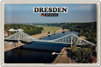 Panneau en étain Villes Pont de Dresde Blue Wonder 30x20cm 1