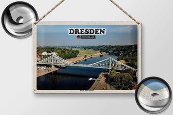 Panneau en étain Villes Pont de Dresde Blue Wonder 30x20cm 2