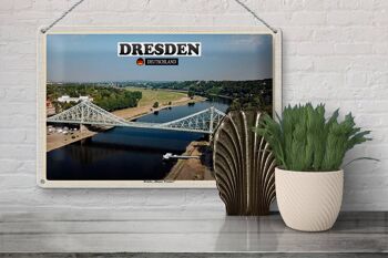 Panneau en étain Villes Pont de Dresde Blue Wonder 30x20cm 3