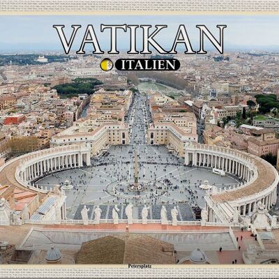 Cartel de chapa de viaje Vaticano Italia Arquitectura de la Plaza de San Pedro 30x20cm