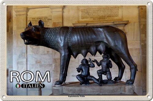 Blechschild Reise Rom Italien Kapitolinische Wölfin 30x20cm