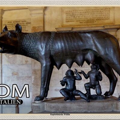 Metal sign travel Rome Italy Capitoline Wolf 30x20cm