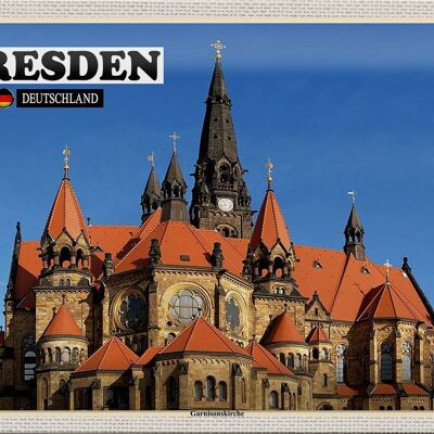 Cartel de chapa ciudades Dresde Alemania Ganisonskirche 30x20cm