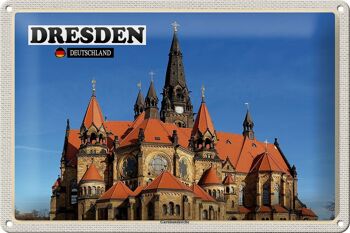Panneau en étain villes Dresde Allemagne Ganisonskirche 30x20cm 1