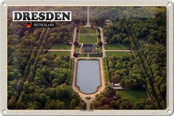 Panneau en étain villes Dresde Allemagne grand jardin 30x20cm 1
