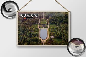 Panneau en étain villes Dresde Allemagne grand jardin 30x20cm 2