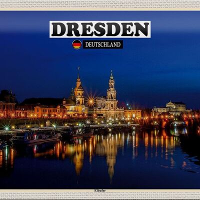 Targa in metallo città Dresda Germania rive dell'Elba 30x20 cm