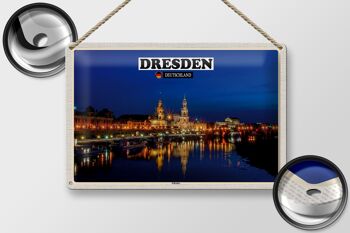 Plaque en tôle villes Dresde Allemagne rives de l'Elbe 30x20cm 2