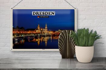 Plaque en tôle villes Dresde Allemagne rives de l'Elbe 30x20cm 3