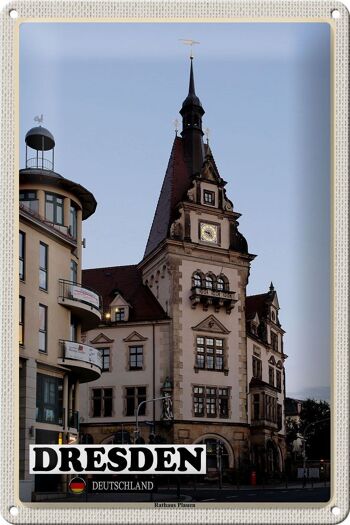 Panneau en étain villes Dresde Allemagne mairie Plauen 20x30cm 1