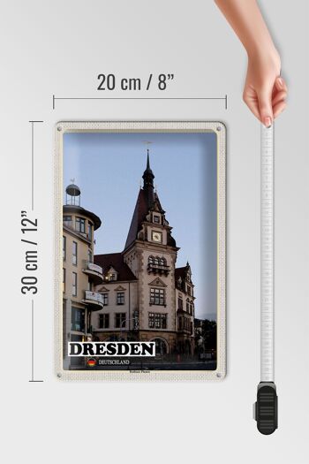 Panneau en étain villes Dresde Allemagne mairie Plauen 20x30cm 4