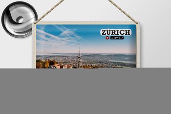 Plaque en tôle voyage Zurich Suisse ville d'Uetliberg 30x20cm 2