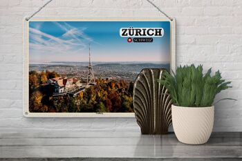 Plaque en tôle voyage Zurich Suisse ville d'Uetliberg 30x20cm 3