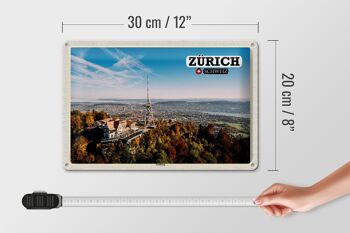 Plaque en tôle voyage Zurich Suisse ville d'Uetliberg 30x20cm 4