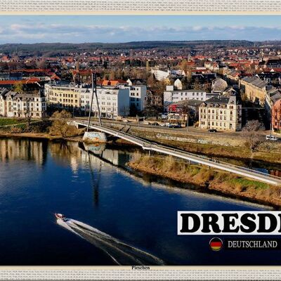 Cartel de chapa ciudades Dresde Alemania Pieschen 30x20cm