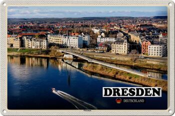 Plaque en tôle villes Dresde Allemagne Pieschen 30x20cm 1