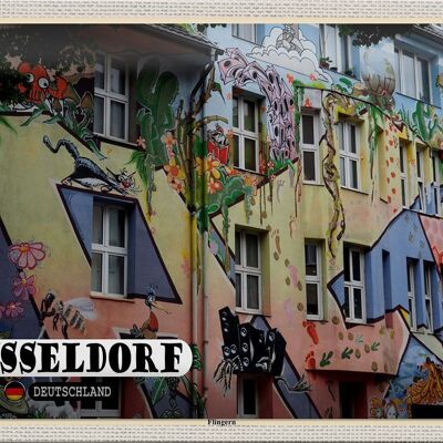 Plaque en tôle villes Düsseldorf Flingern bâtiments d'art 30x20cm