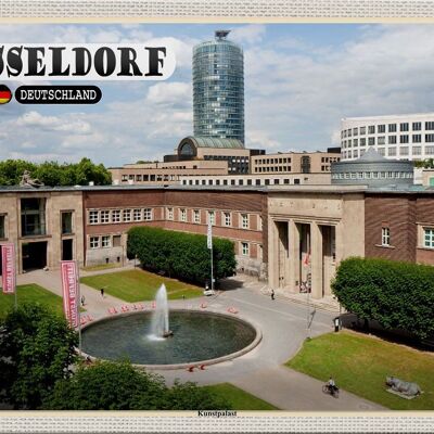Cartel de chapa ciudades Düsseldorf Ehrenhof Kunstpalast 30x20cm
