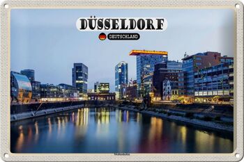 Plaque en tôle villes Düsseldorf média port architecture 30x20cm 1