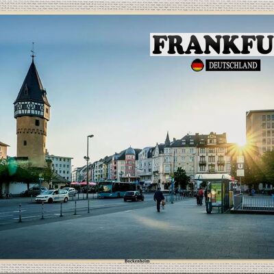 Cartel de chapa ciudades Frankfurt Bockenheim casco antiguo 30x20cm
