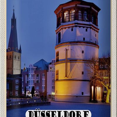 Cartel de chapa ciudades Düsseldorf castillo torre arquitectura 20x30cm