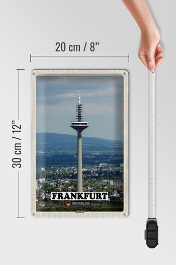 Plaque en tôle villes Francfort vue tour européenne 30x20cm 4