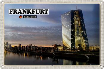 Panneau en étain villes Francfort Allemagne BCE nouveau bâtiment 30x20cm 1