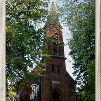 Cartel de chapa ciudades de Bremen Grambiker iglesia del pueblo 20x30cm