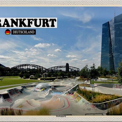 Cartel de chapa ciudades Frankfurt Harbour Park skater park 30x20cm